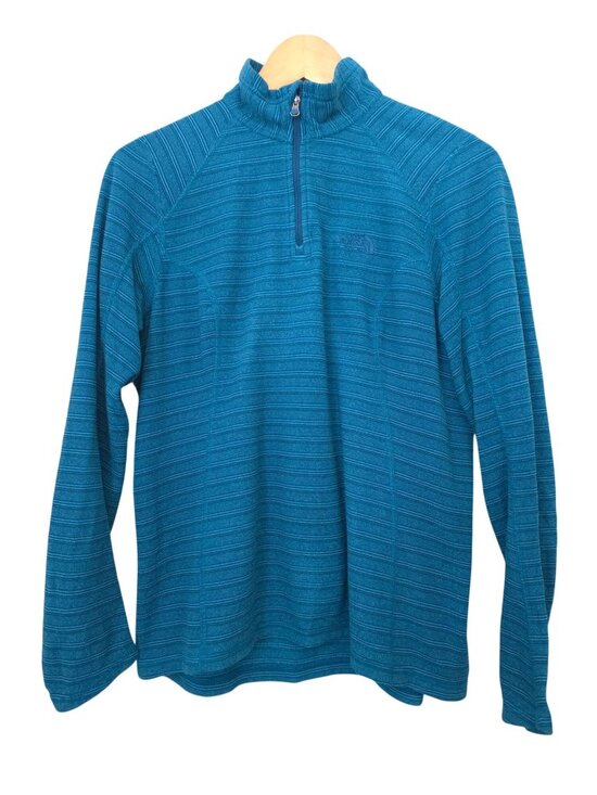 The North Face Tops - The North Face Polartec 1/4 Zip Blue Striped Lightweight Fleece Sweatshirt M